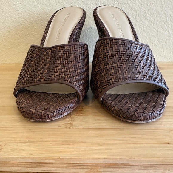 Veronica Beard Dali Brown Woven Raffia Wedge Sandal 8 - Picture 12 of 14
